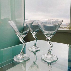 MCM Bent Stem Squiggle Martini Glasses